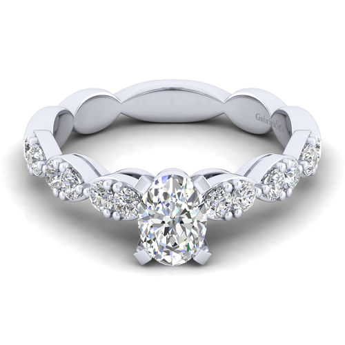 14K White Gold Oval Diamond Engagement Ring