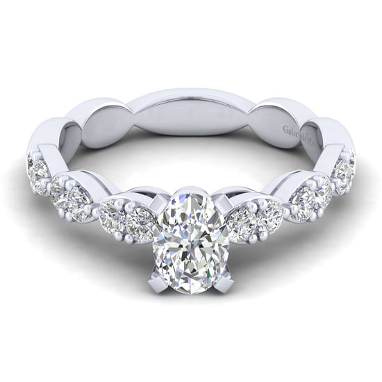 Gabriel - 14K White Gold Oval Diamond Engagement Ring