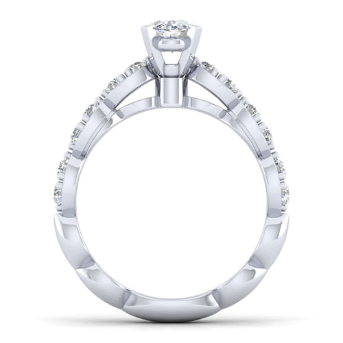 14K White Gold Oval Diamond Engagement Ring