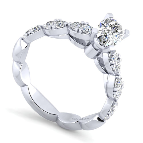 14K White Gold Oval Diamond Engagement Ring