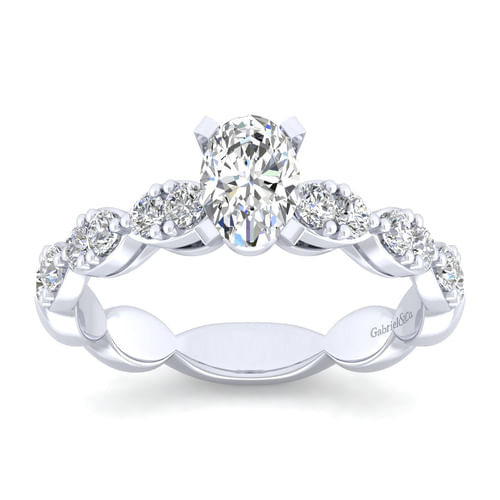 14K White Gold Oval Diamond Engagement Ring