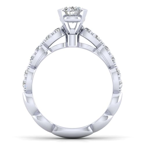 14K White Gold Oval Diamond Engagement Ring
