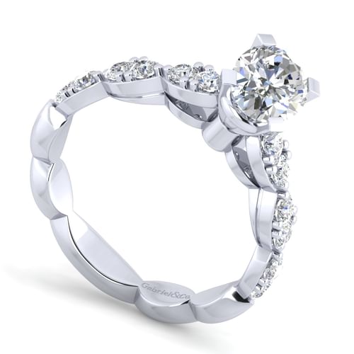 14K White Gold Oval Diamond Engagement Ring