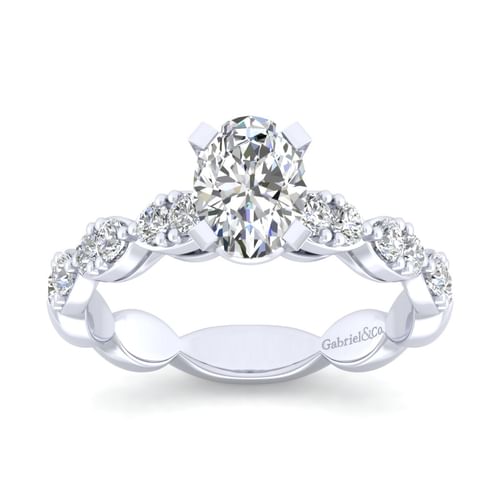 14K White Gold Oval Diamond Engagement Ring
