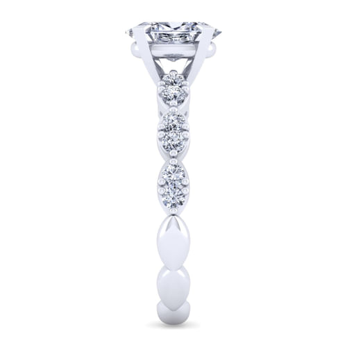 14K White Gold Oval Diamond Engagement Ring
