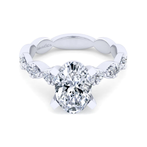 14K White Gold Oval Diamond Engagement Ring