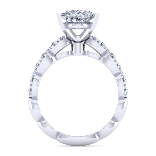 14K White Gold Oval Diamond Engagement Ring