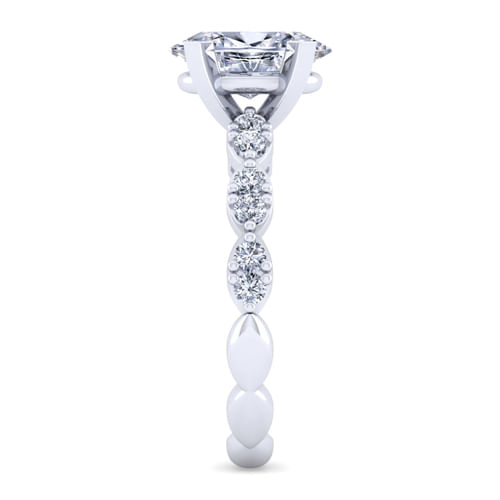 14K White Gold Oval Diamond Engagement Ring