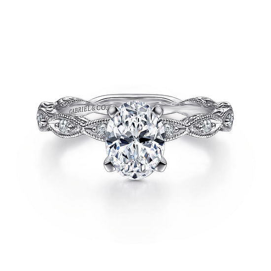 Gabriel - 14K White Gold Oval Diamond Engagement Ring