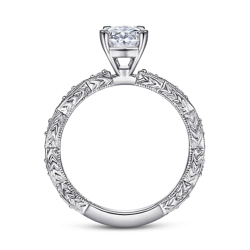 14K White Gold Oval Diamond Engagement Ring