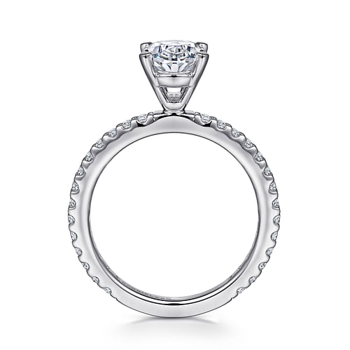 14K White Gold Oval Diamond Engagement Ring