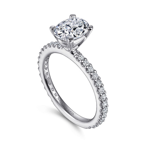 14K White Gold Oval Diamond Engagement Ring