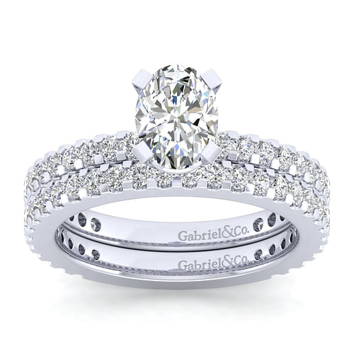 14K White Gold Oval Diamond Engagement Ring