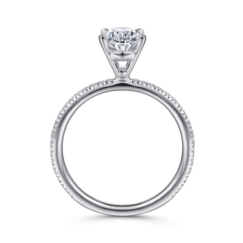 14K White Gold Oval Diamond Engagement Ring