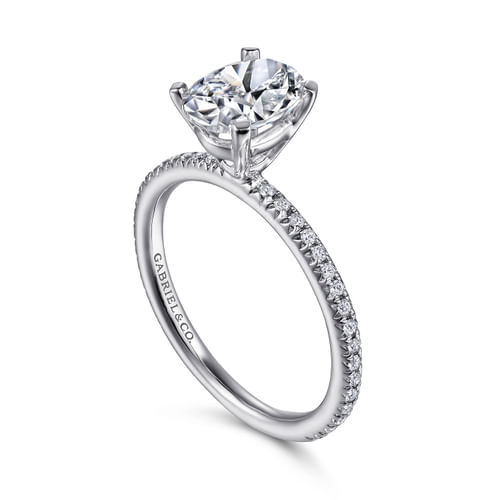 14K White Gold Oval Diamond Engagement Ring