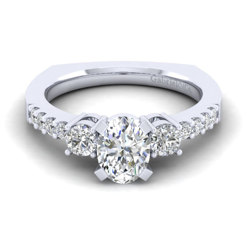 14K White Gold Oval Diamond Engagement Ring