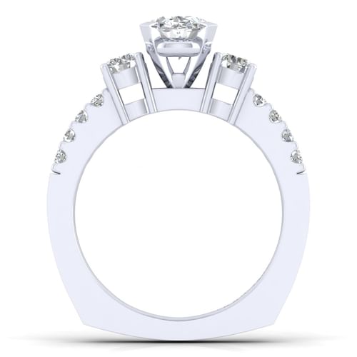 14K White Gold Oval Diamond Engagement Ring