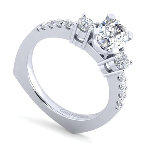14K White Gold Oval Diamond Engagement Ring