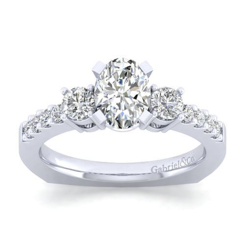 14K White Gold Oval Diamond Engagement Ring