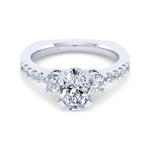 14K White Gold Oval Diamond Engagement Ring
