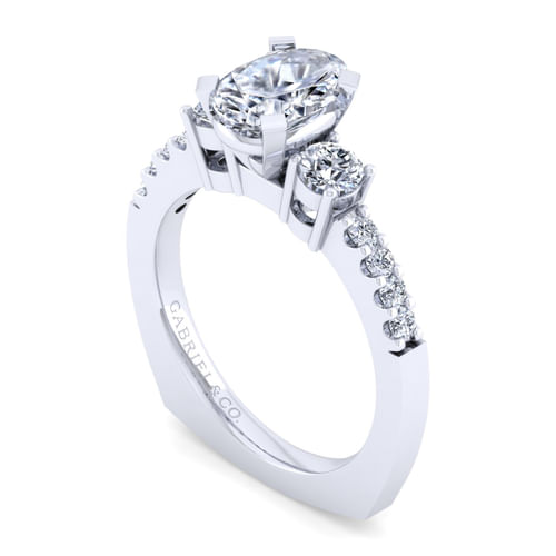 14K White Gold Oval Diamond Engagement Ring