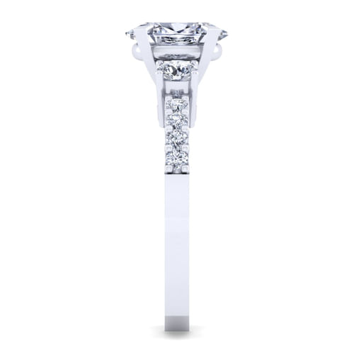 14K White Gold Oval Diamond Engagement Ring