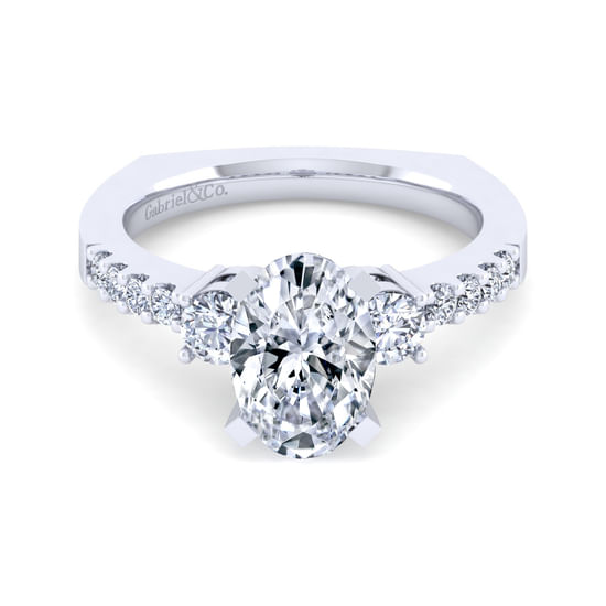 Gabriel - 14K White Gold Oval Diamond Engagement Ring