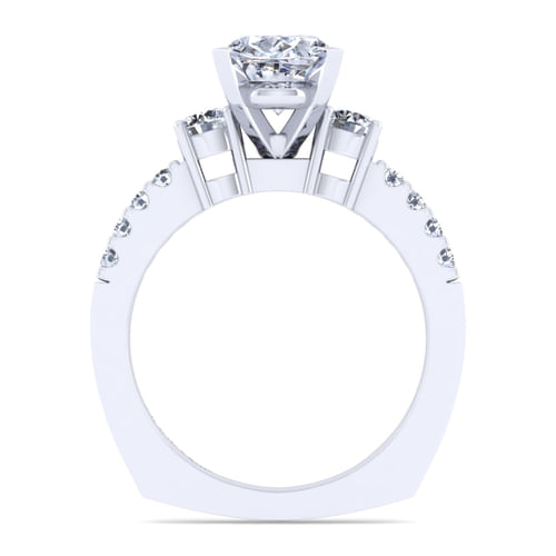 14K White Gold Oval Diamond Engagement Ring