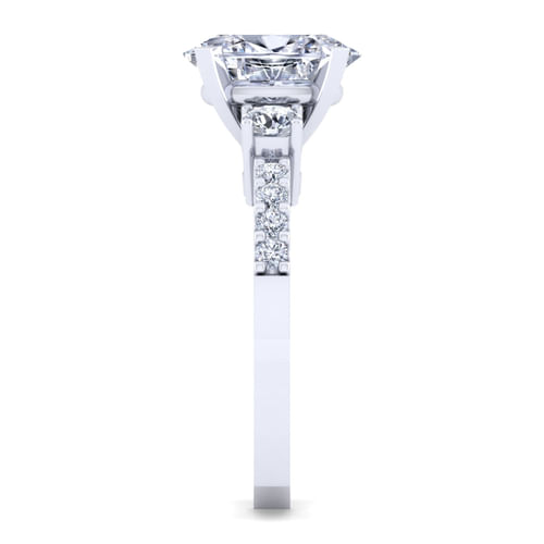 14K White Gold Oval Diamond Engagement Ring