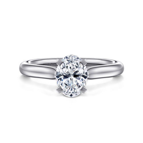 14K White Gold Oval Diamond Engagement Ring