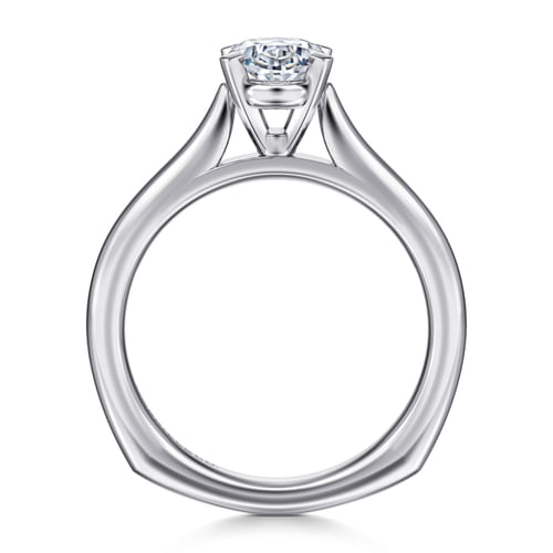 14K White Gold Oval Diamond Engagement Ring