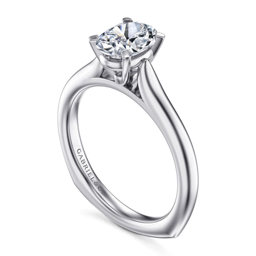 14K White Gold Oval Diamond Engagement Ring