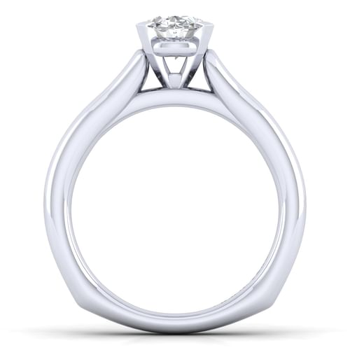 14K White Gold Oval Diamond Engagement Ring