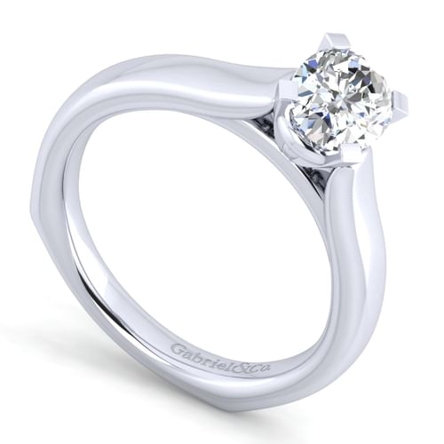 14K White Gold Oval Diamond Engagement Ring