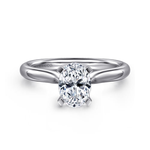 14K White Gold Oval Diamond Engagement Ring