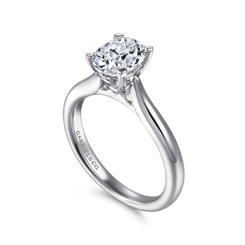 14K White Gold Oval Diamond Engagement Ring