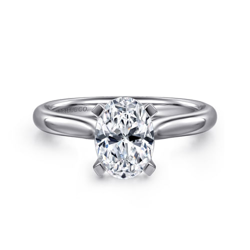 14K White Gold Oval Diamond Engagement Ring