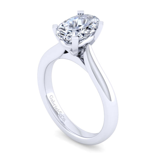 14K White Gold Oval Diamond Engagement Ring