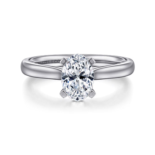 14K White Gold Oval Diamond Engagement Ring