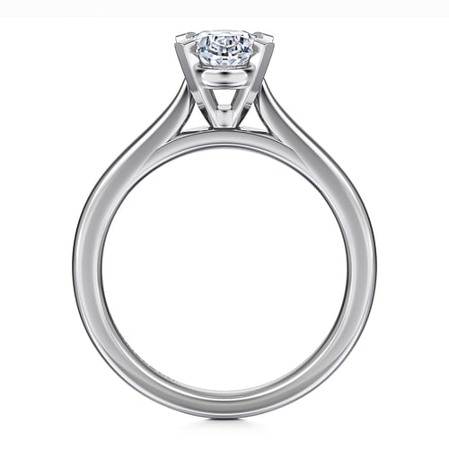 14K White Gold Oval Diamond Engagement Ring