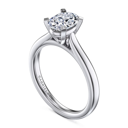 14K White Gold Oval Diamond Engagement Ring