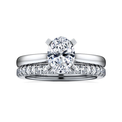 14K White Gold Oval Diamond Engagement Ring