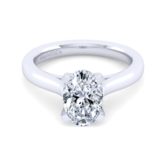 Gabriel - 14K White Gold Oval Diamond Engagement Ring