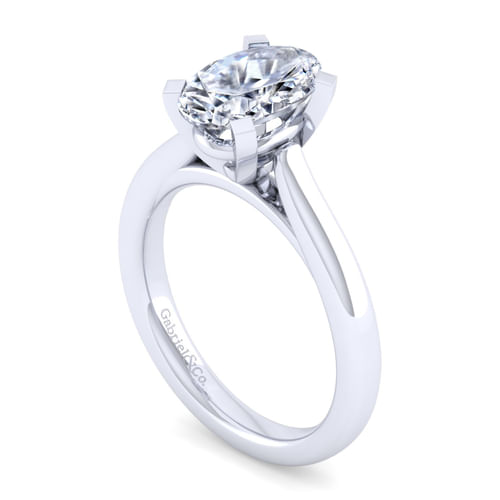 14K White Gold Oval Diamond Engagement Ring