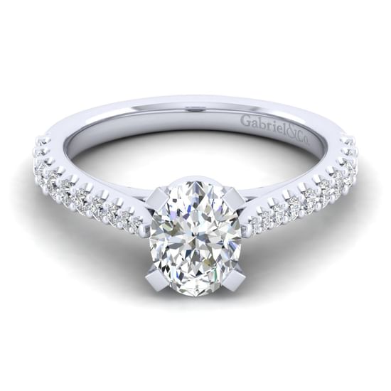 Gabriel - 14K White Gold Oval Diamond Engagement Ring