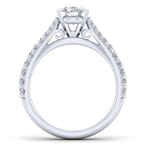 14K White Gold Oval Diamond Engagement Ring