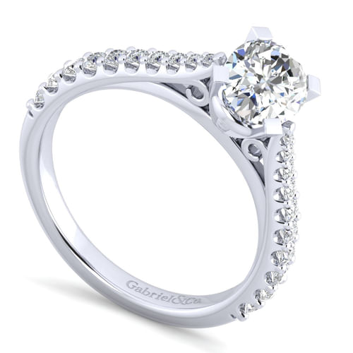 14K White Gold Oval Diamond Engagement Ring