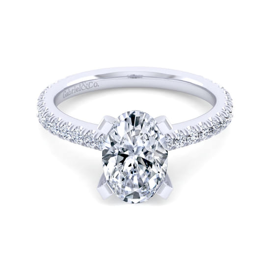 Gabriel - 14K White Gold Oval Diamond Engagement Ring