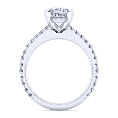 14K White Gold Oval Diamond Engagement Ring