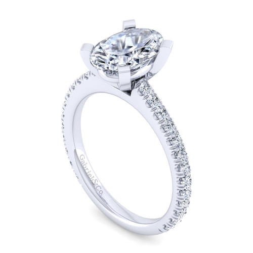 14K White Gold Oval Diamond Engagement Ring